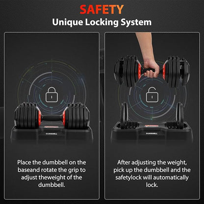 Adjustable Dumbbell Set, 55 lb Free Weight Fast Adjust Dumbbell Weight for Exercises,Dumbbells with Anti-Slip Handle and Weight Plate for Men and Women Home Gym Workout Equipment -1pc (55, Pounds)