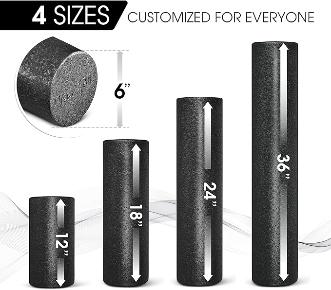 Yes4All High-Density Foam Roller for Back Pain Relief, Yoga, Exercise, Physical Therapy, Muscle Recovery & Deep Tissue Massage - 12, 18, 24, 36 inch