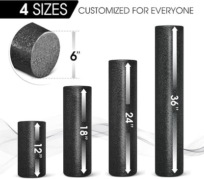 Yes4All High Density Half Round Foam Roller Support Pain Relieved, Back, Leg and Muscle Restoration, 12", 18", 24", 36"