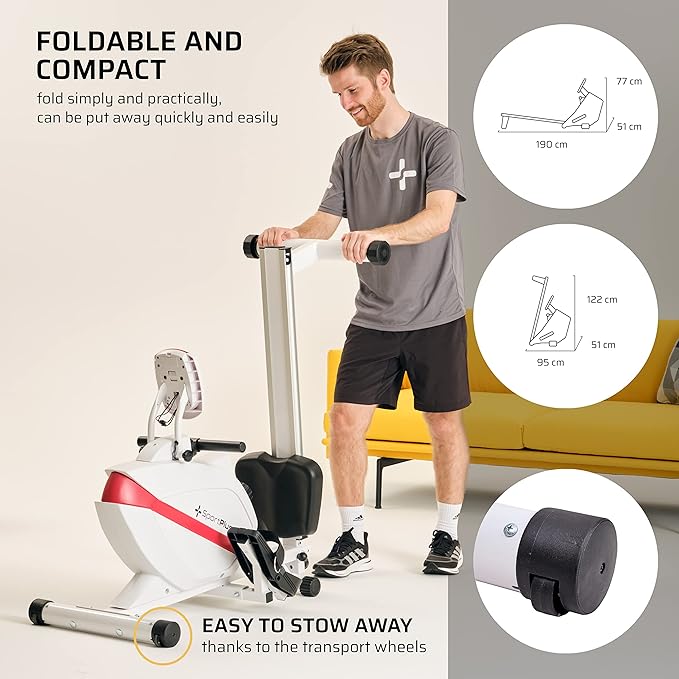 Rowing Machines for Home - Rowing Machine Foldable, Home Gym Equipment - Designed in Germany - Magnetic Rower Machine max. 331 lb Weight Capacity SportPlus