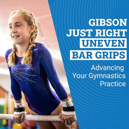 Gibson Just Right Uneven Bar Gymnastics Grips for Girls - Durable Leather Hand Grips for Gymnastics Bars Kids - Gymnastics Equipment & Accessories, Made in USA