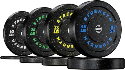 GIKPAL Bumper Plates, Olympic Weight Plates Set 2-inch Rubber Weights for Barbell, 10lbs-55lbs