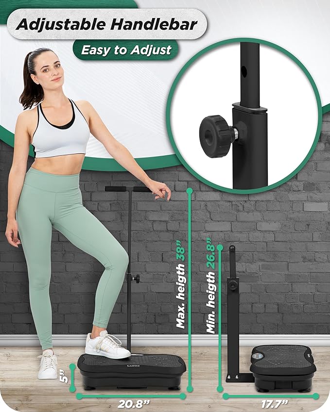 Lunix LX18 Whole Body Vibration Plate with Handles & Magnetic Acupoints, Power Plate Vibration Platform, Vibration Plate for Lymphatic Drainage, Vibrating Exercise Machine, with Phone Holder