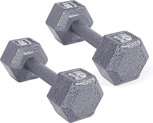 CAP Barbell Cast Iron Hex Dumbbell, Pair, 15 lb