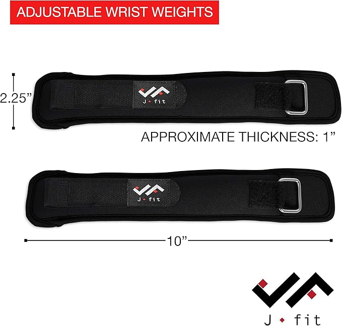 JFIT Wrist Weight Pair – Set of 2, Wrist Straps for Fitness, Walking, Workout – Multiple Size and Weight Options – Comfortable, Breathable, Moisture Absorbent Weight Straps for Men and Women