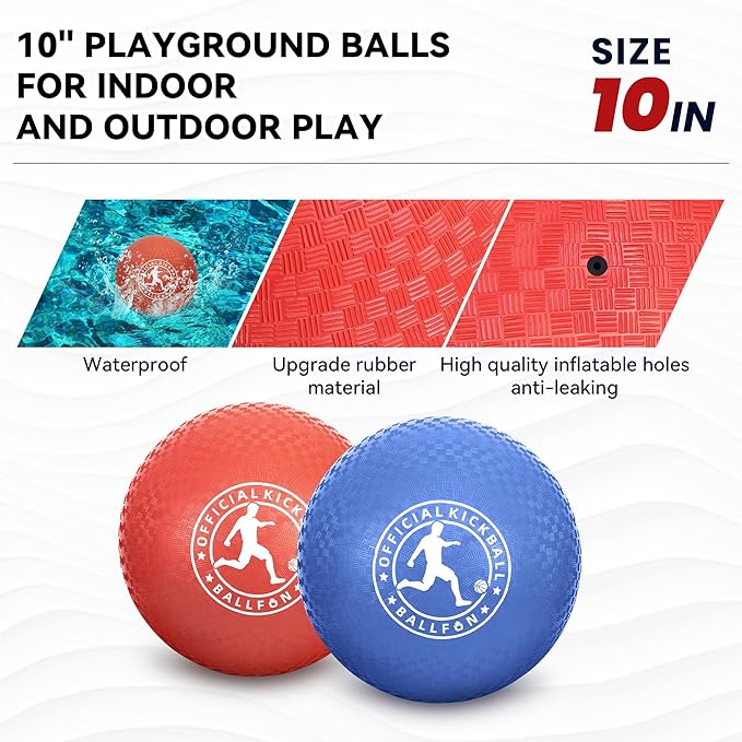 Playground Balls Kickball, Rubber Dodge Balls for Kids and Adults, Dodgeballs Handball Kick Ball Indoor and Outdoor, Official Bouncing Hand Balls, Outdoor Toys for School