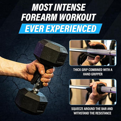 Vikingstrength Grip strength trainer Thick Grip - Combines Hand Exerciser Squeeze with Thick Grip, New Ultimate Forearm Strengthener, Patented Design, Enhances Grip Strength & Endurance, Fits All Bars, Barbells, & Dumbbells