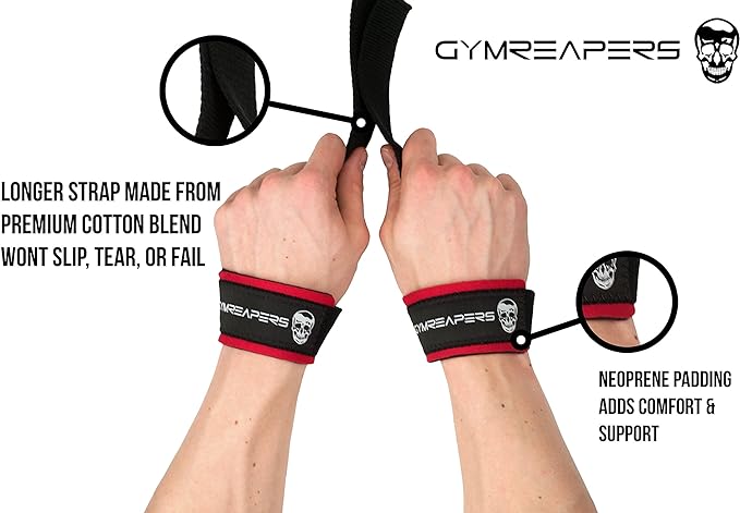 Gymreapers Lifting Wrist Straps for Weightlifting, Bodybuilding, Powerlifting, Strength Training, & Deadlifts - Padded Neoprene with 18 inch Cotton