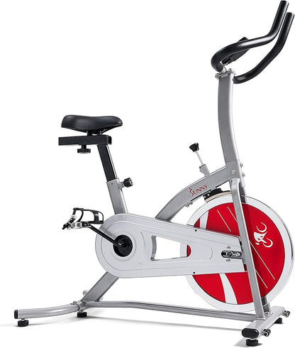 Sunny Health & Fitness Indoor Stationary Cycling Exercise Bike for Home Cardio Workout, 4-Way Adjustable & Cushioned Seat, Optional Magnetic Resistance & Exclusive SunnyFit App Enhanced Bluetooth Link