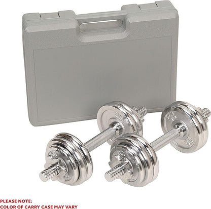 Sunny Health & Fitness Elite Adjustable Dumbbell 15/25/35/45/55 LB (Single Dumbbell) Space Saver, Secure Quick-Lock, Anti-Slip Steel Handle, Home Gym Fitness Optional Chrome Dumbbell Set (Pair) 33 LB