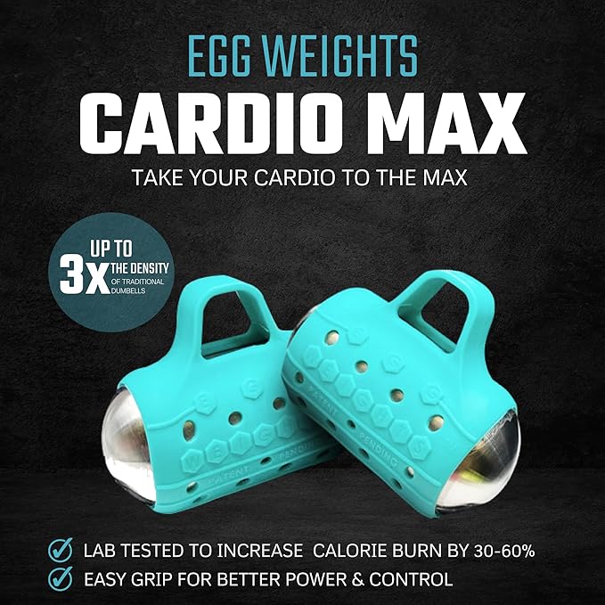 Egg Weights Cardio Max 3.0 lbs. Stainless Steel Hand Weights Dumbbell Set with Anti-Slip Silicone Finger Loop for Workout, Fitness, Training for Men and Women - 2 Eggs, 1.5 lbs each + Free E-Book Workout Guide