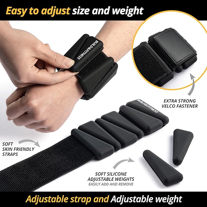 Wrist & Ankle Weights, Adjustable Bands for Women & Men Workouts, Set of 2 (1lb or 2lb each / 1kg or 2kg total). For Running, Jogging, Walking, Yoga, Dance, Pilates, Aerobics, Strength Training