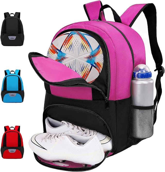 Soccer Bag&Soccer Backpack&Backpack for Football Volleyball Basketball,Sport Equipment Bags with Shoe compartment. (Pink)