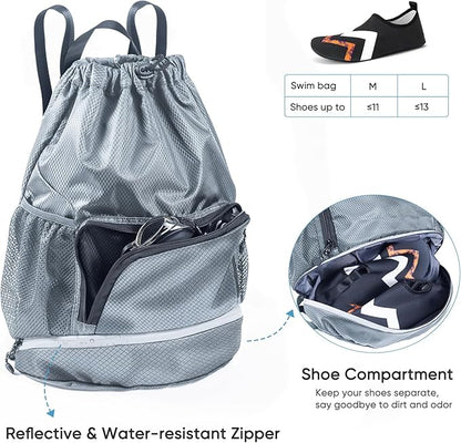 Swim Bag Beach Backpack Sports Drawstring Backpack - Gym Bag - Kids Swim Backpack Mens Beach Bag, Workout Bag