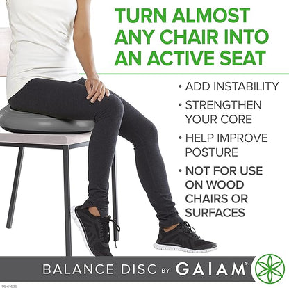 Gaiam Balance Disc Wobble Cushion Stability Core Trainer for Home or Office Desk Chair & Kids Alternative Classroom Sensory Wiggle Seat