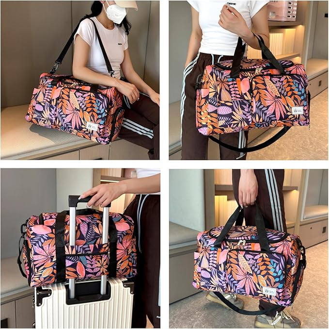 Small Gym Bag for Women, Travel Duffle Bag Carry On Weekender Bag with Shoe Compartment