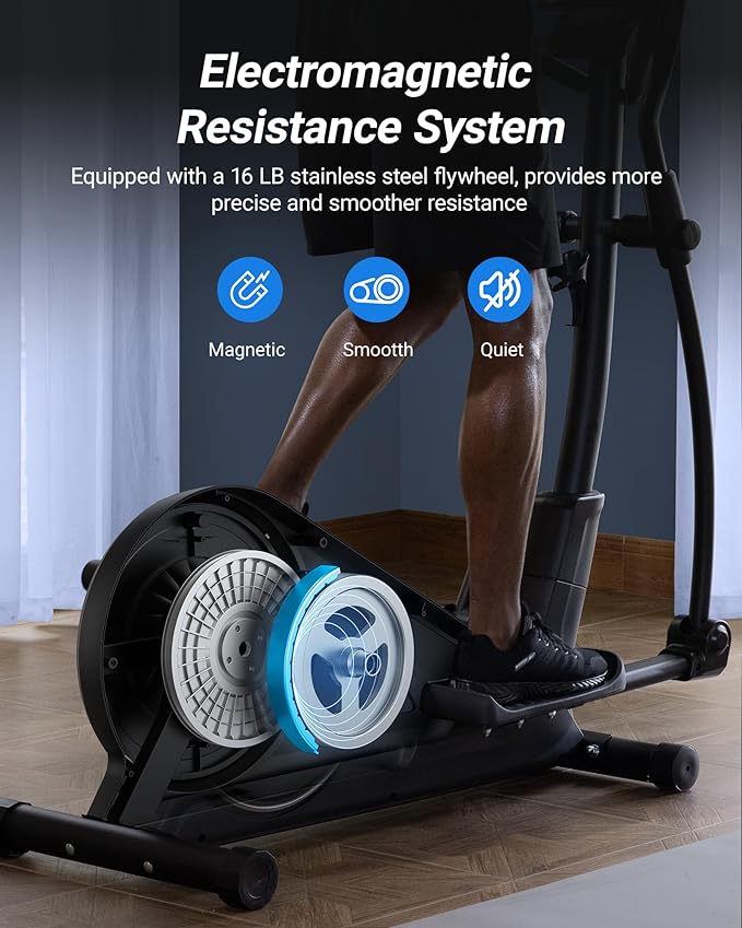 MERACH Elliptical Machine, Elliptical Exercise Machine for Home with Hyper-Quiet Magnetic Drive System, 16 Levels Adjustable Resistance, MERACH App, 350 LBS Weight Capacity