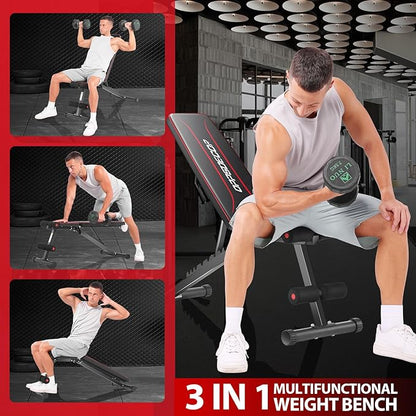 OPPSDECOR Weight Bench Set Foldable Bench Press Set Adjustable Incline Flat Decline Sit Up Workout Bench Strength Training for Home Gym Model 5