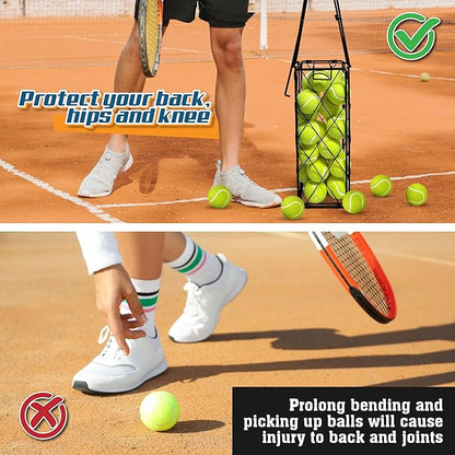 ohlela 2-in-1 Portable Pickleball Collector & Pickleball Ball Hopper - Tennis Ball Collector Or Tennis Ball Hopper, Pickleball or Tennis Ball Basket with Handle for Picking, Storage & Training Tool