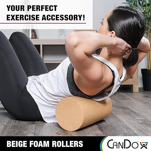 CanDo Beige PE Foam Rollers for Muscle Restoration, Massage Therapy, Sport Recovery and Physical Therapy 6" x 36" Round