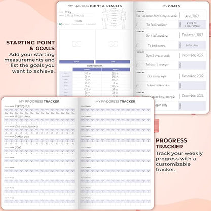 Clever Fox Fitness & Food Journal – Nutrition & Workout Planner for Women & Men – Diet & Gym Exercise Log Book with Calendars, Diet & Training Trackers - Undated, A5 Size, Hardcover (Light Pink)