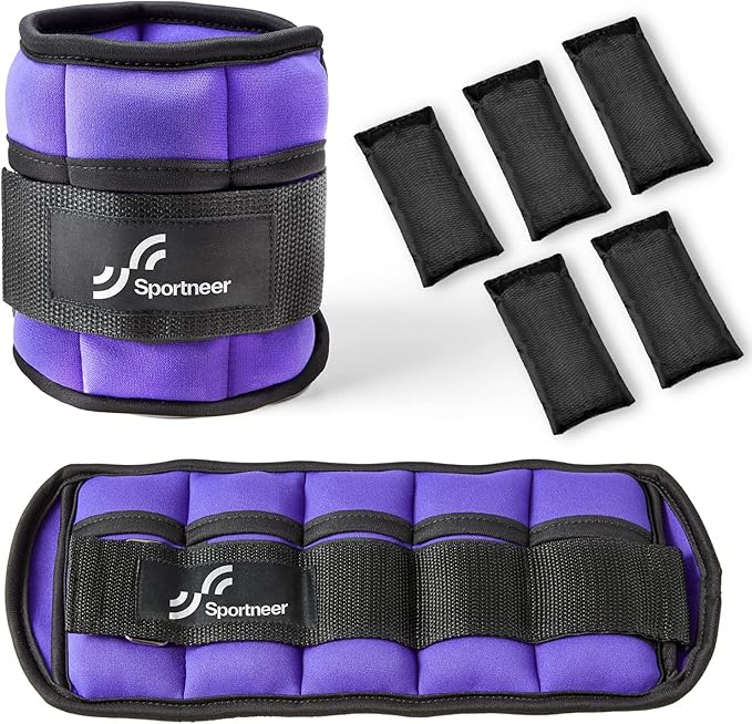 Sportneer Adjustable Ankle Weights 1 Pair 2 4 6 8 10 Lbs Leg Weight Straps for Women Men, Weighted Ankle Weights Set for Gym,Fitness, Workout,Walking, Jogging,1-5 lbs Each Ankle, 1 Pair 2-10 lbs