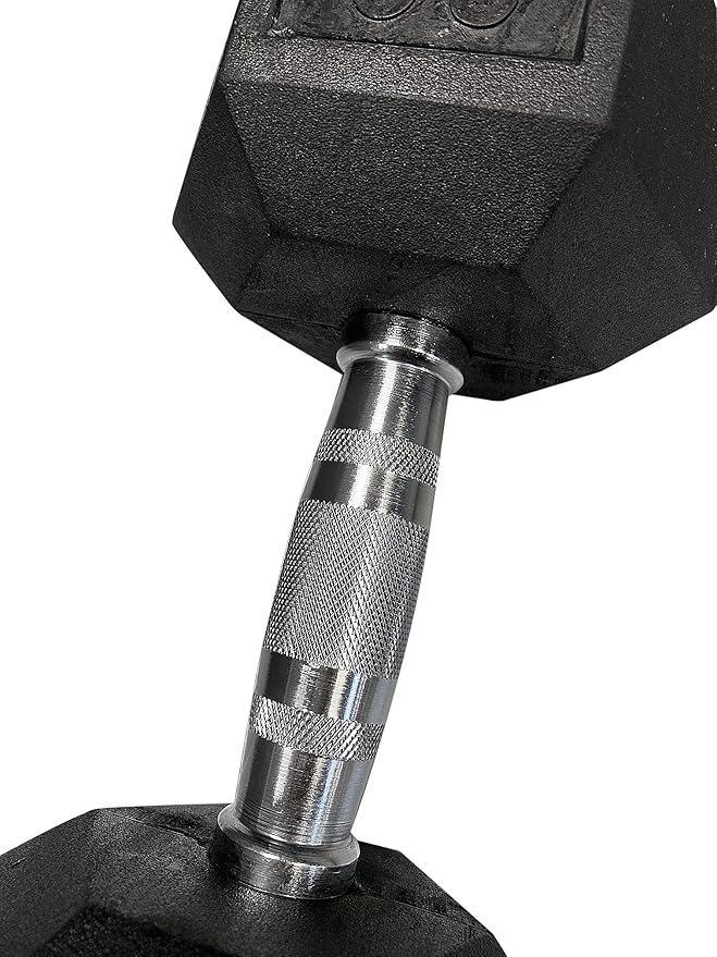 SINGLE Hex Rubber Dumbbell with Metal Handles Exercise Heavy Workout Dumbbells Workout Weights Sold As Singles or Set