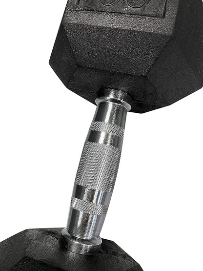 SINGLE Hex Rubber Dumbbell with Metal Handles Exercise