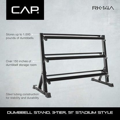 CAP Barbell Dumbbell Rack | 5-50lb or 5-75lb Dumbbell Storage | Multiple Options