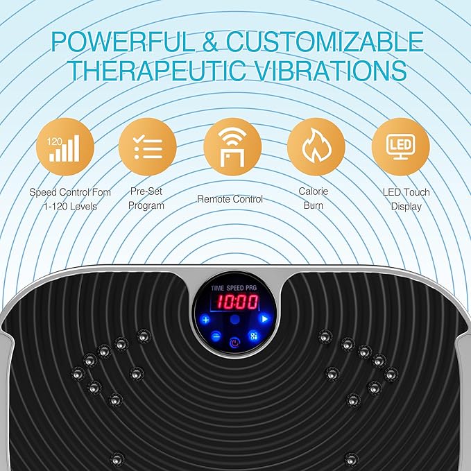 Vibration Plate Exercise Machine Whole Body Workout Vibrate Fitness Platform Lymphatic Drainage Machine for Weight Loss Shaping Toning Wellness Home Gyms Workout