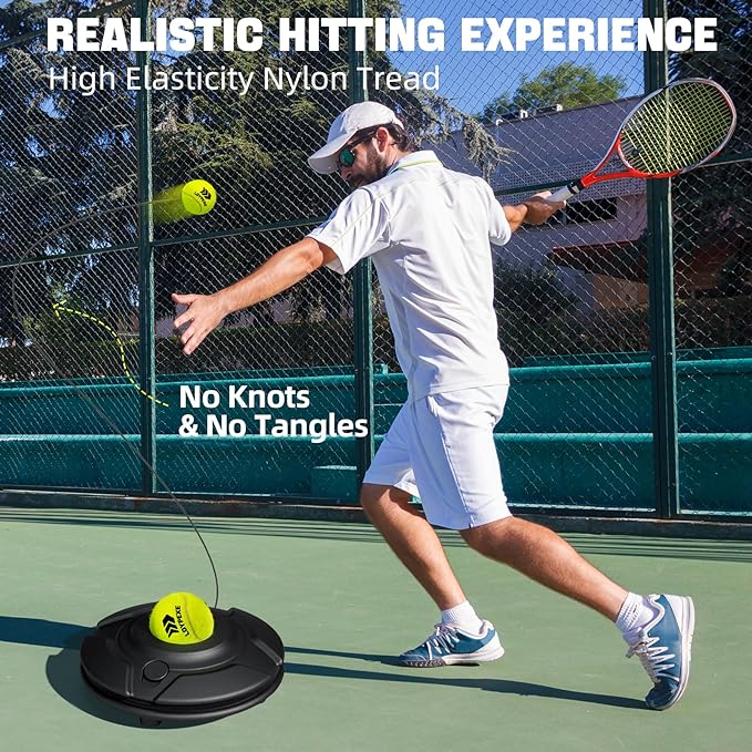 Tennis Practice Rebounder Tennis Trainer Set with String Solo Tennis Trainer Practice Equipment 3 Replacement Rebound Balls Portable Tennis Practice Equipment for Adults Kids