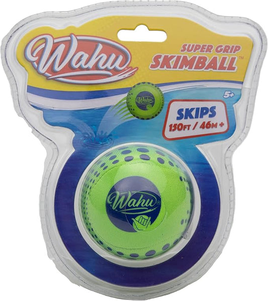 Wahu Super Grip 100% Waterproof Skimball Pool Toy, Water Skipping Ball for Pool and Beach, Skips Over 150' on Water, Green