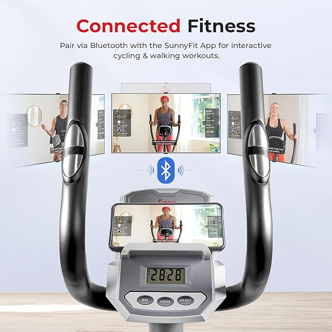 Sunny Health & Fitness Smart 2-in-1 Upright Elliptical Full-Body Exerciser, Arm/Leg Cardio Workout Machine for Home, Exclusive SunnyFit App Enhanced Bluetooth Connectivity, Optional Adjustable Seating