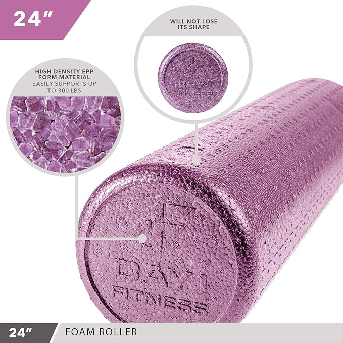 High-Density Round Foam Rollers - 4 Size and 8 Color Options - Massage Rollers for Stretching, Deep Tissue and Myofascial Release