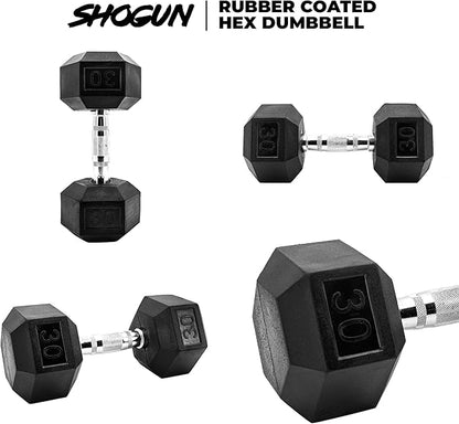 Shogun Hex Dumbbells. Available Hex Dumbbells from 5-55 LBS For Home Workouts, Weight & Strength Training. 5 to 20 LB Hex Dumbbells Sold in Pairs. 25 to 55 LB Hex Dumbbells Sold as Single.