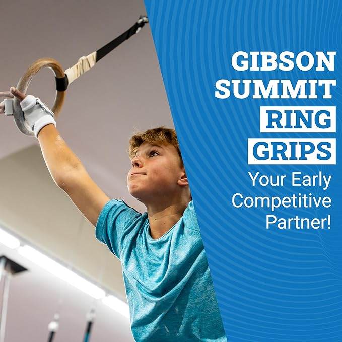 Gibson Summit Gymnastics Ring Grips for Boys - Durable Leather Grip with Secure Buckle or Hook/Loop Grip - Hand Grips for Gymnastics Rings Kids - Gymnastics Equipment & Accessories, Made in USA