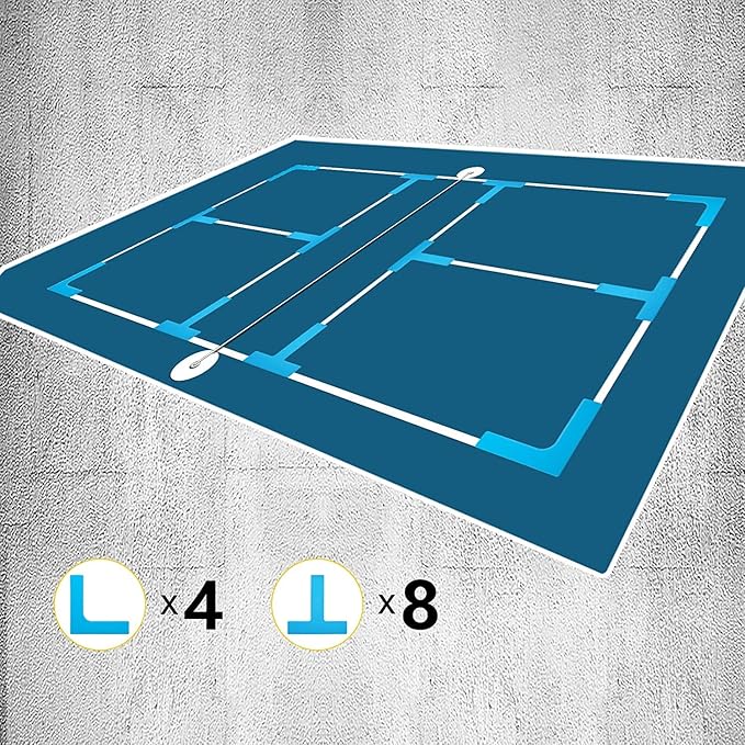 Court Lines Marker Kit Throw Down Markers Create Your Own Mini Pickleball Tennis Court (Blue T L Shape)