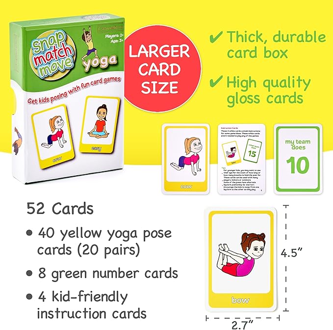 Yoga Cards for Kids - Fun Yoga Pretzels for a Yoga Kid, Yoga Exercises Cards & Kids Yoga Cards, Play Yoga Games for Children & Memory Yoga Game, Yoga Games for Kids, Yoga Preschool - Kids Meditation.