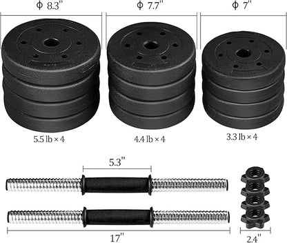 Yaheetech Adjustable Dumbbells Weight Set Dumbbell Weights Exercise 4 Spinlock