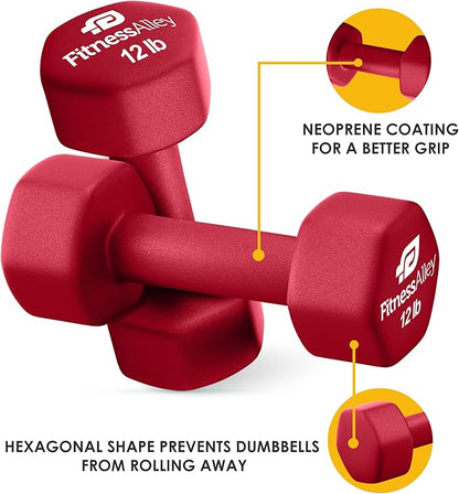 Neoprene Coated Workout Dumbbells set of 2 – Anti Roll, Non Slip with Smooth Grip Fitness & Exercise Dumbbells – Hexagon Shaped Hand Weights for Women & Men – Best Choice for Gyms & home use