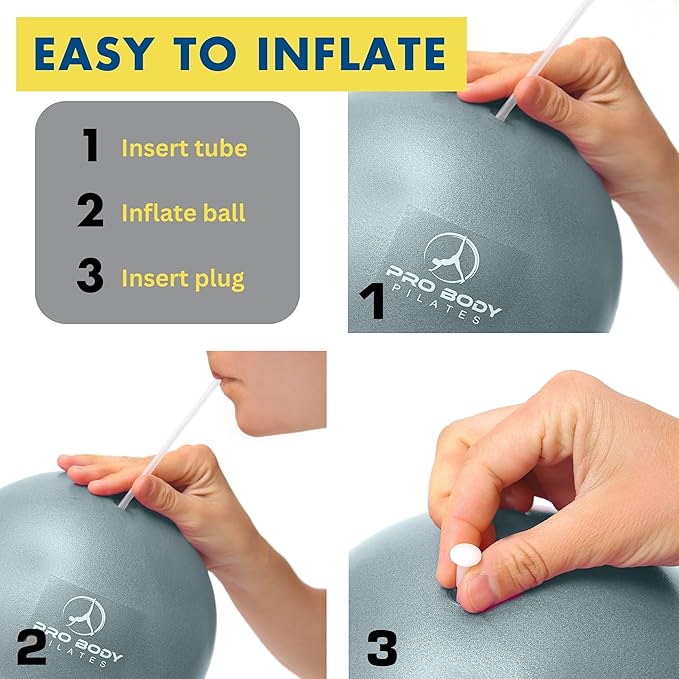 ProBody Pilates Ball 9 Inch - Small Exercise Ball for Stability, Barre, Core, Ab Workouts, Yoga, & Physical Therapy