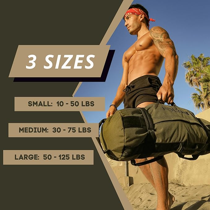 Polyfit Classic Sandbag - Heavy Duty Workout Sandbag for Fitness with 8 Gripping Handles for Sand Bag Weight Training - Multiple Colors & Sizes