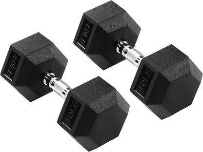 Signature Fitness Premium Rubber Encased Hex Dumbbell, Pairs