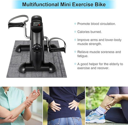 Uten Mini Exercise Bike, Under Desk Bike, Arm & Leg Peddler Machine with LCD Screen Displays, Portable Cycle