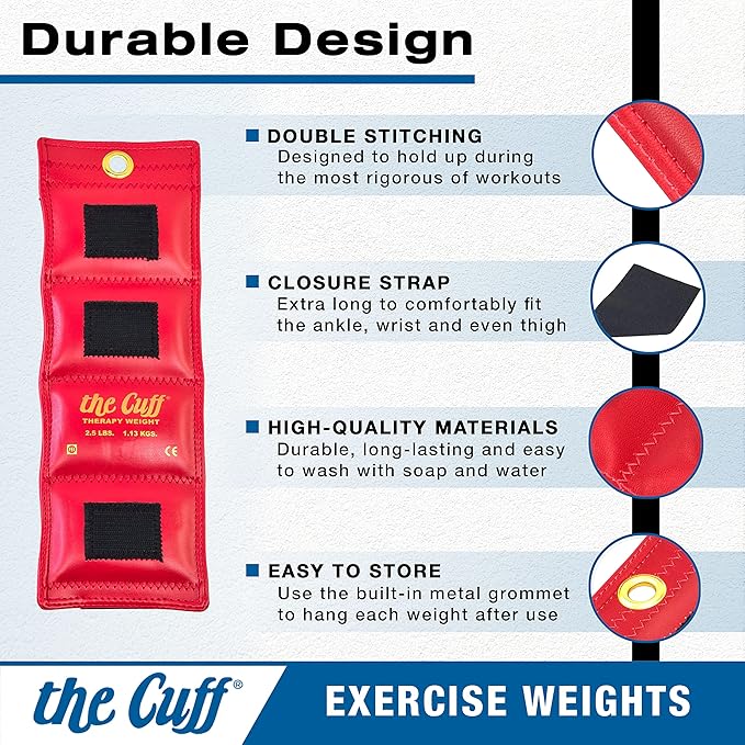 The Cuff Original Adjustable Ankle and Wrist Weight for Yoga, Dance, Running, Cardio, Aerobics, Toning, and Physical Therapy.