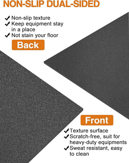 Exercise Equipment Mat 24"x68"/ 30"x60"/ 36"x78"/ 36"x96" Treadmill Mat Exercise Bike Mat for Stationary Spin Bike Trainer Elliptical Gym Workout Fitness Equipment Rower Mat for Hardwood Floors