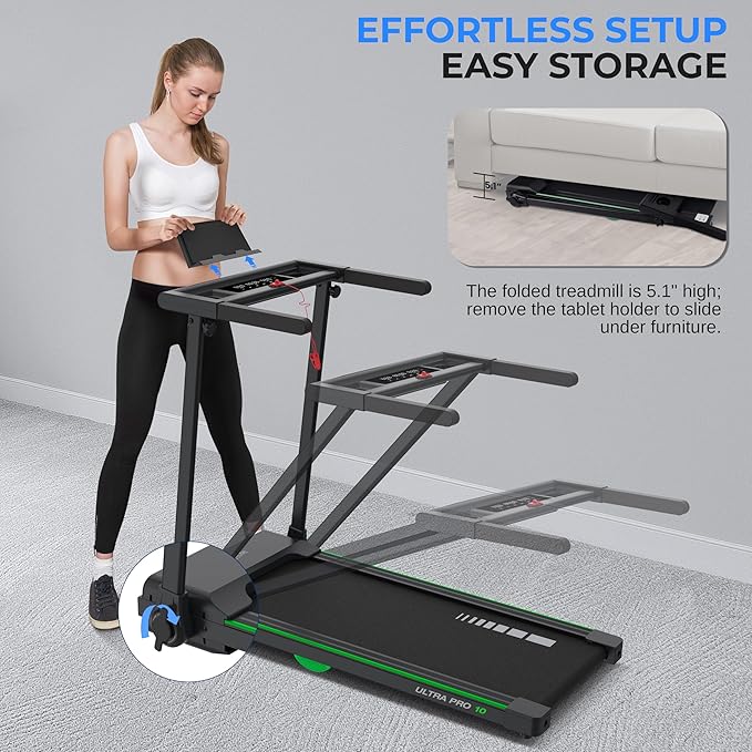 SereneLife Foldable 2 in1 Treadmill & Walking Pad with Remote Control, Compact Under Bed, 2.5 HP, App Support, Easy Assembly and Storage, for Walking or Jogging, 265lbs Capacity