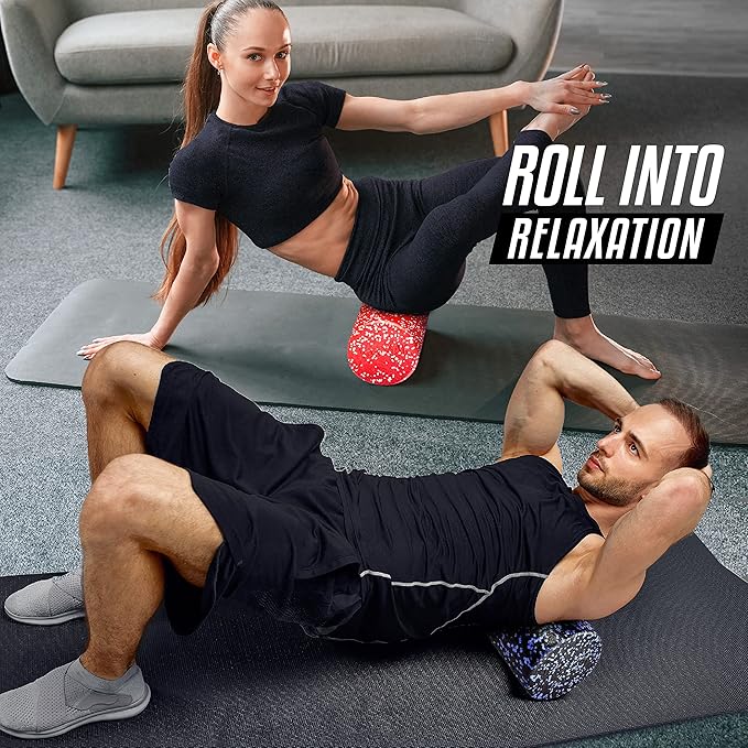 Yes4All High Density Foam Roller for Back, Variety of Sizes & Colors for Yoga, Pilates - Red Snow - 36 Inches