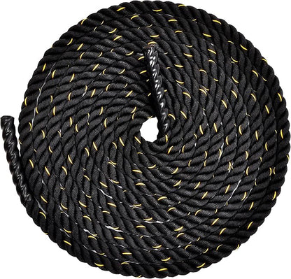 Battle Rope 1.5Inch 2 Inch Diameter Poly Dacron 30 FT, 40 FT, 50 FT Length, Heavy Ropes for Home Gym and Workout