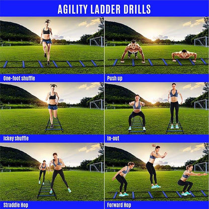 Yes4All 8, 12, 20 Rungs Agility Ladder - Speed Training Equipment for All Ages & Levels with Carrying Bag - Speed Ladder